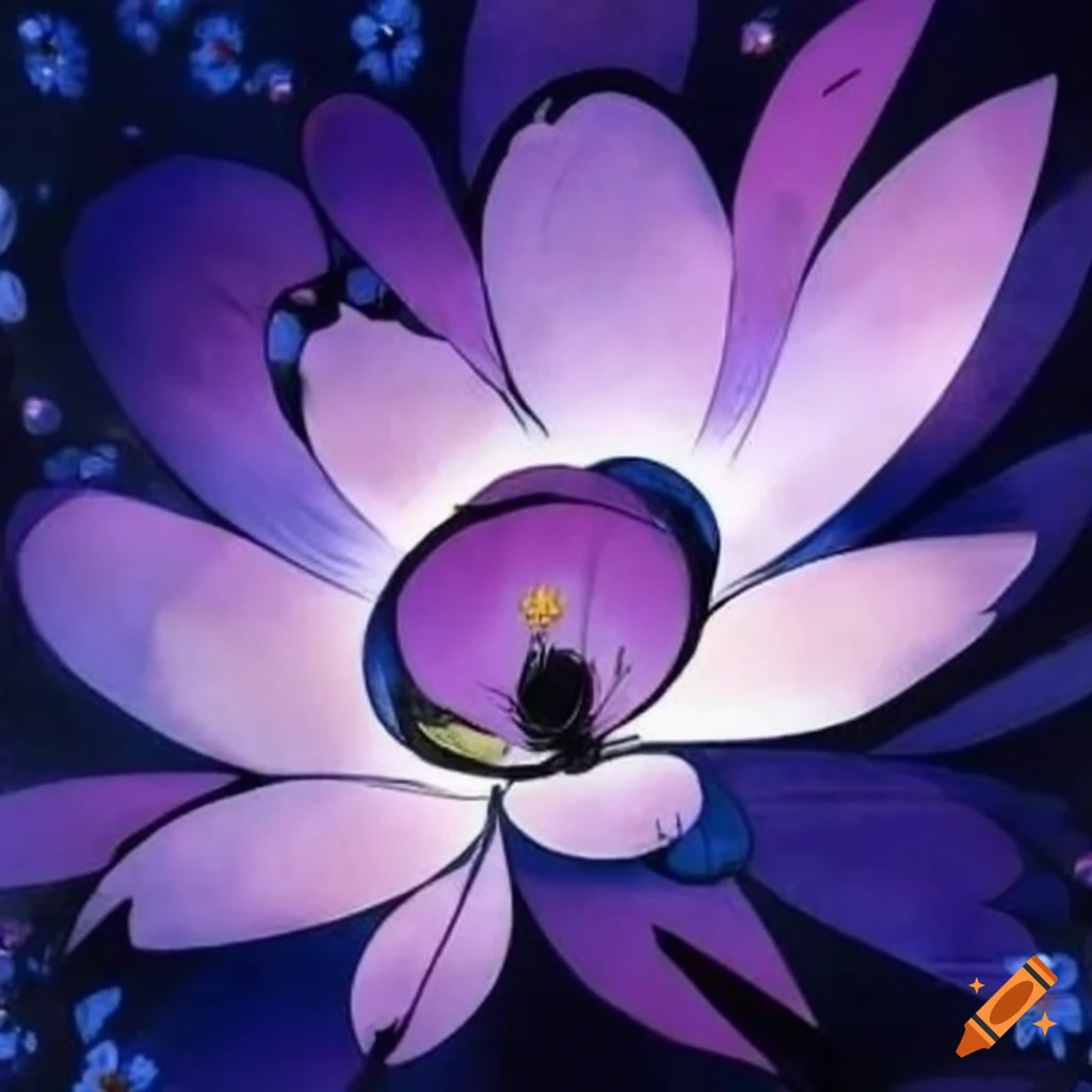 Yoshitaka Amano's artwork of a beautiful dusk blossom flower