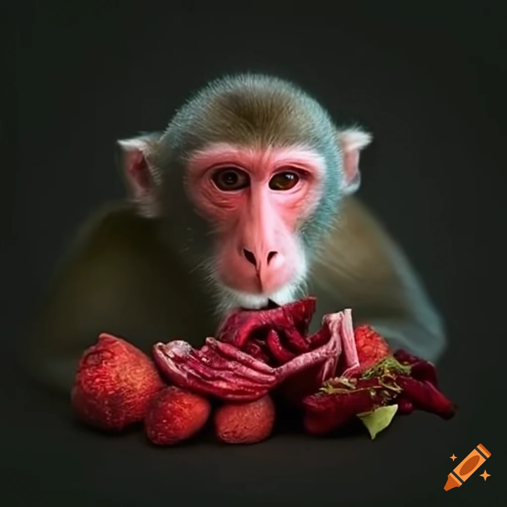 monkey eating beets