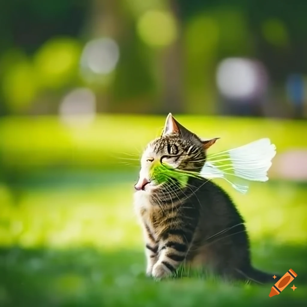 Cat eating a leaf on Craiyon