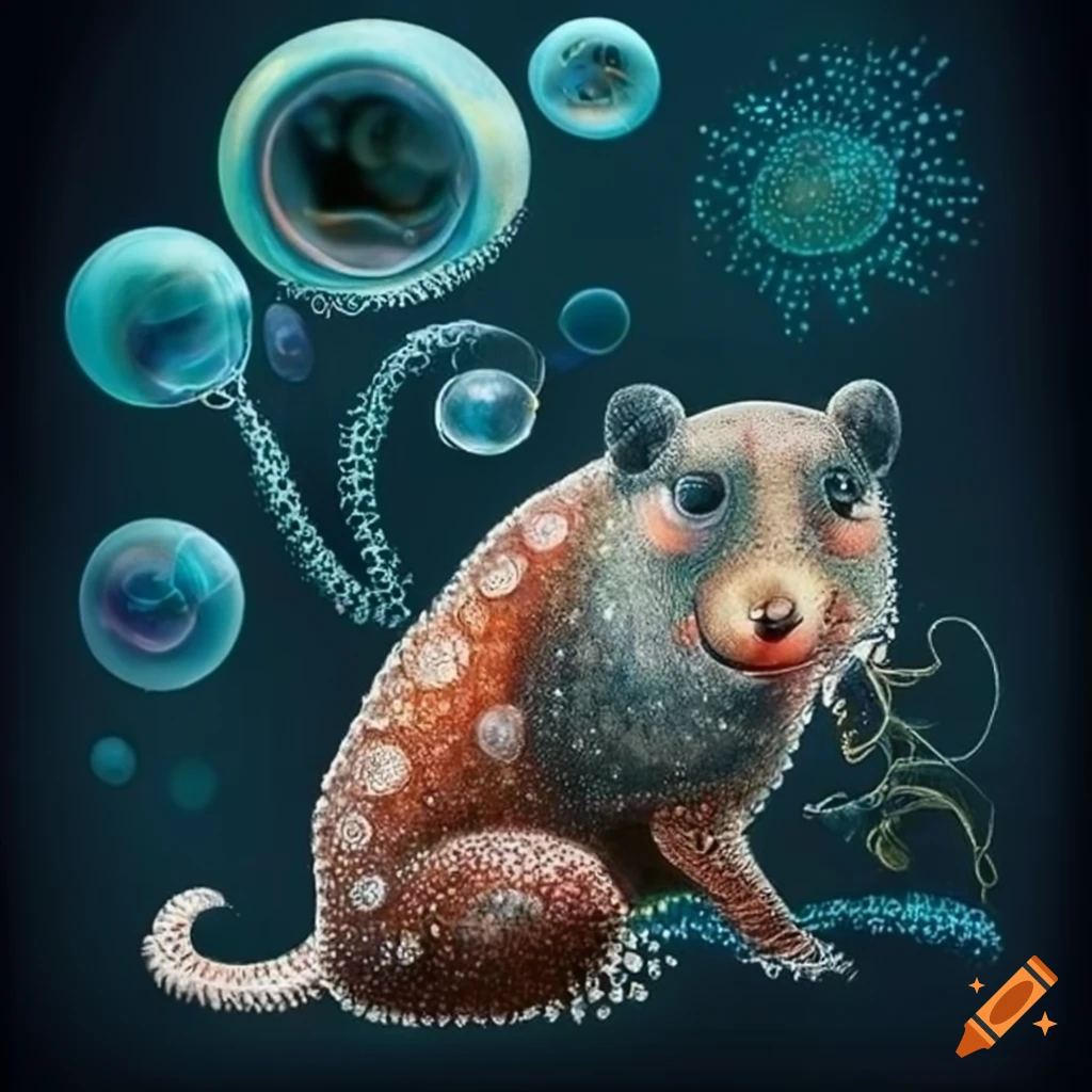 illustration of adorable animals blowing bubbles