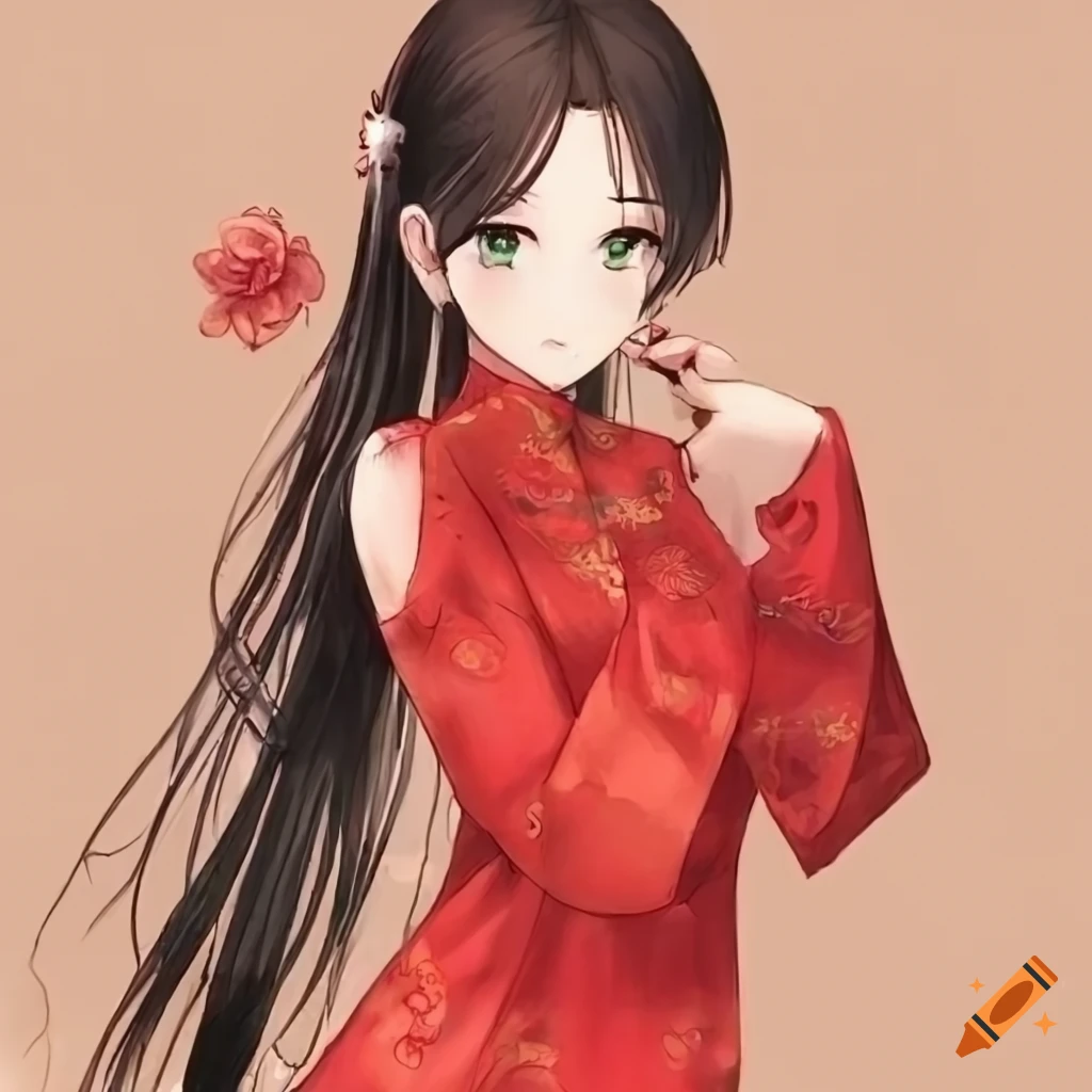person wearing a Chinese dress