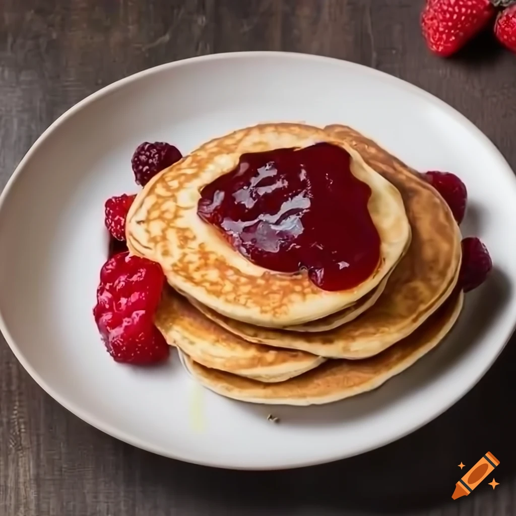 Delicious protein pancakes with jam
