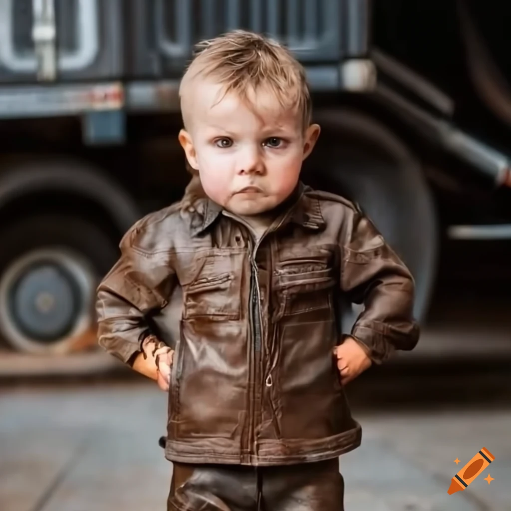 toddler boy in truck depot