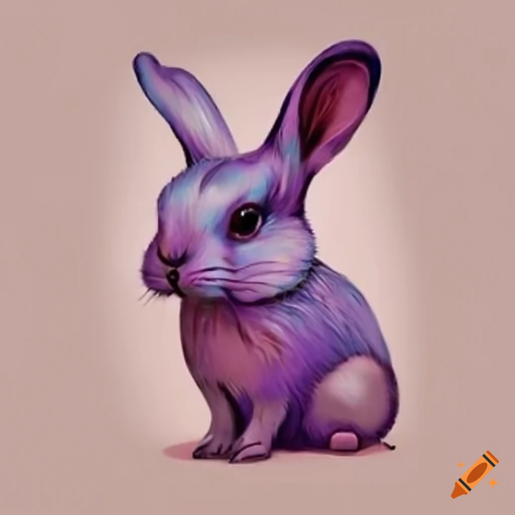 Violet rabbit on beige gradient background on Craiyon