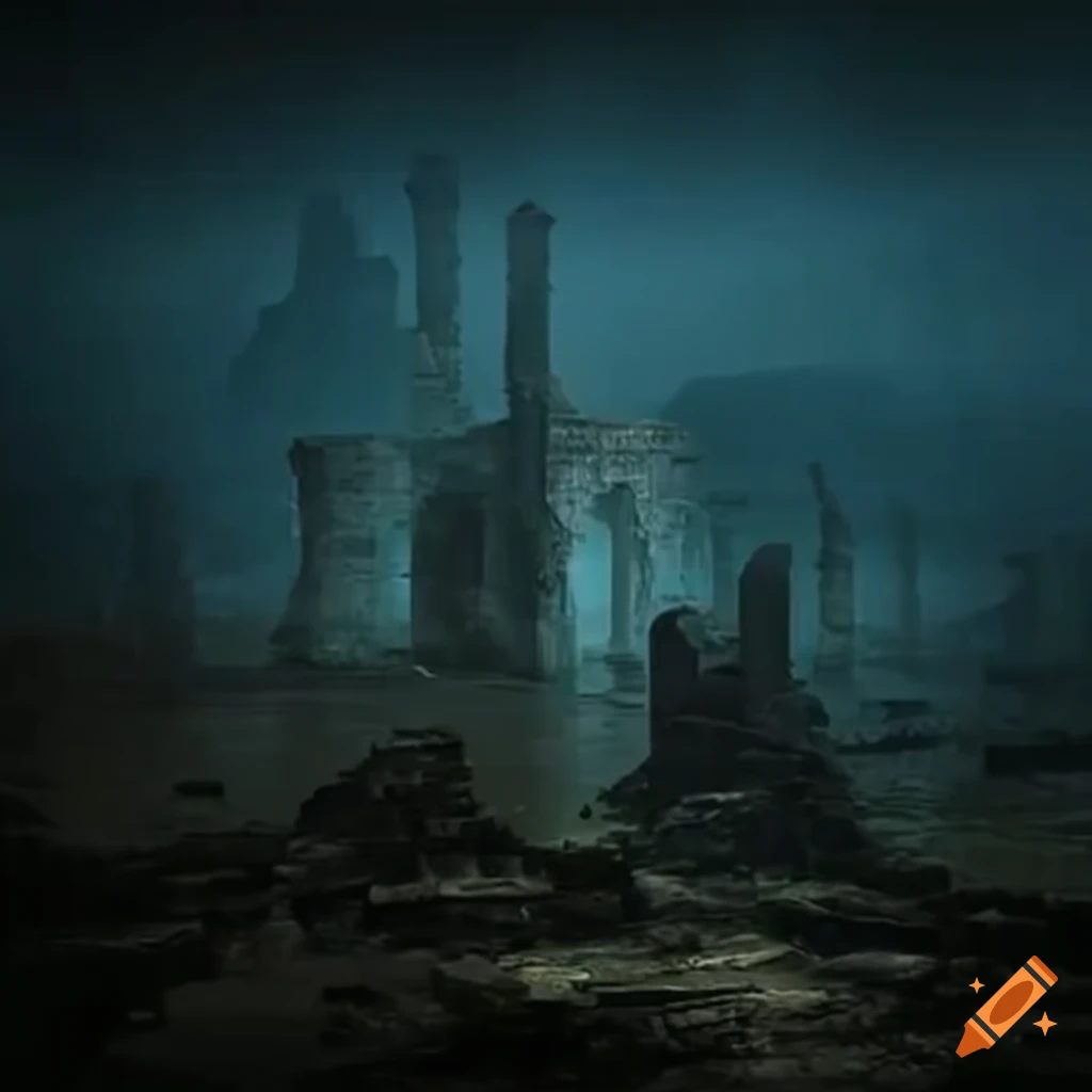 Submerged ruins of an ancient city on Craiyon