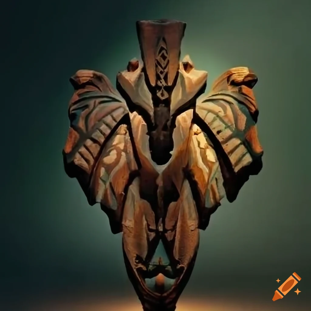 Zelda game art with architectural stave carving style