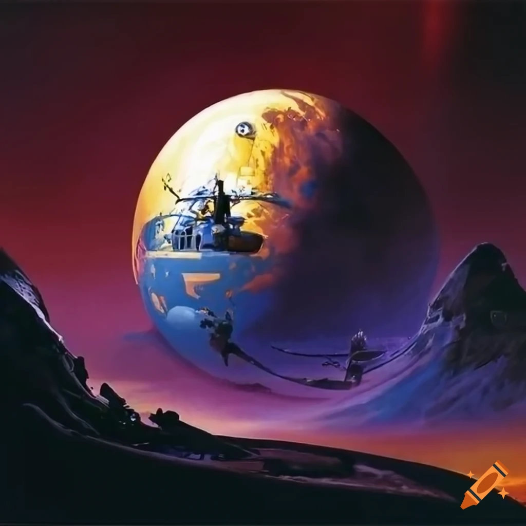space station artwork inspired by McQuarrie, Pennington, and Vallejo