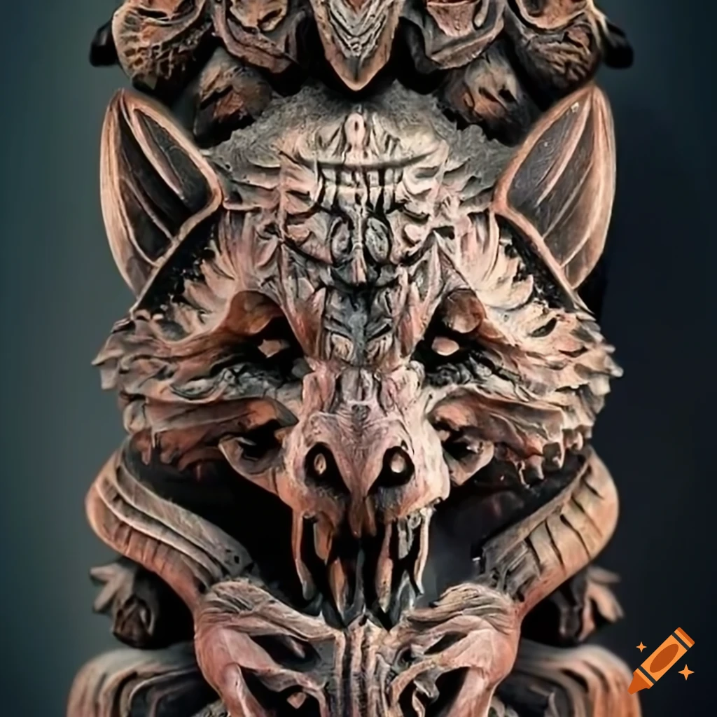 detailed carving of a moth in architectural style