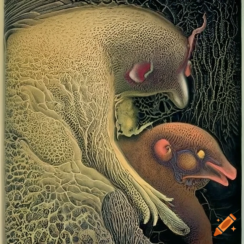 color serigraph combining native Salish motifs and fantasy creatures
