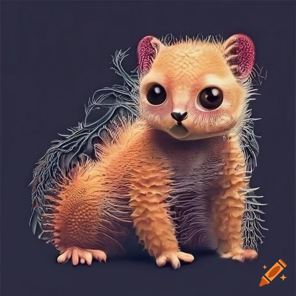 adorable animals in Haeckel-style artwork