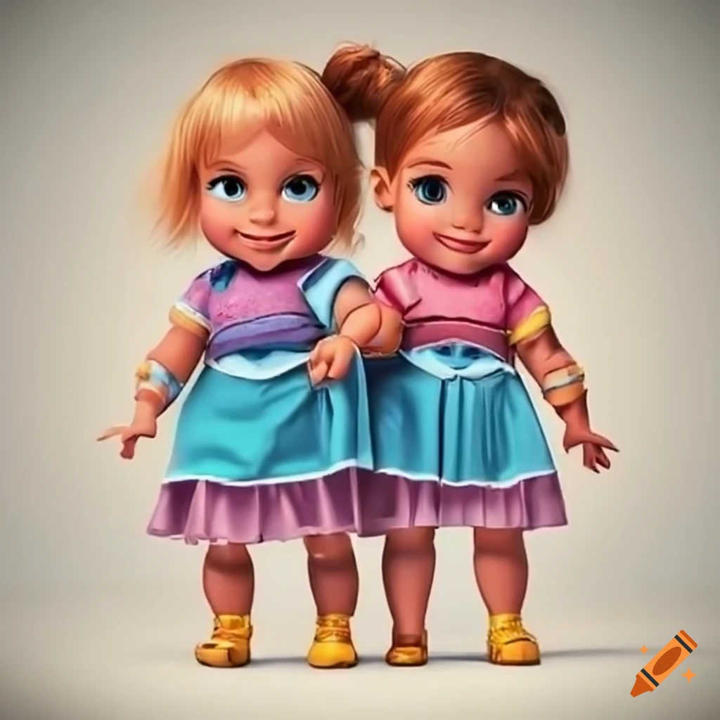 Disney-style twin toddlers wearing shoes