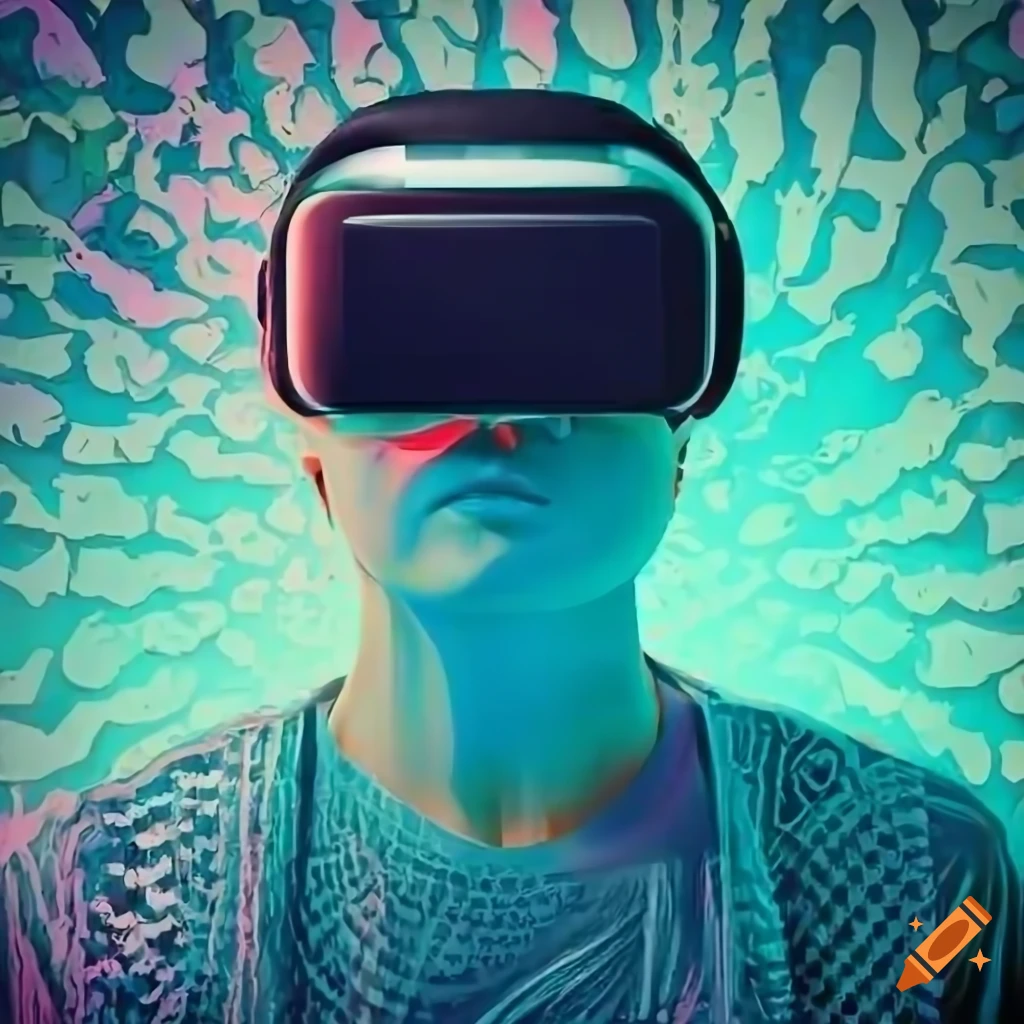 Graphic art of person in virtual reality goggles