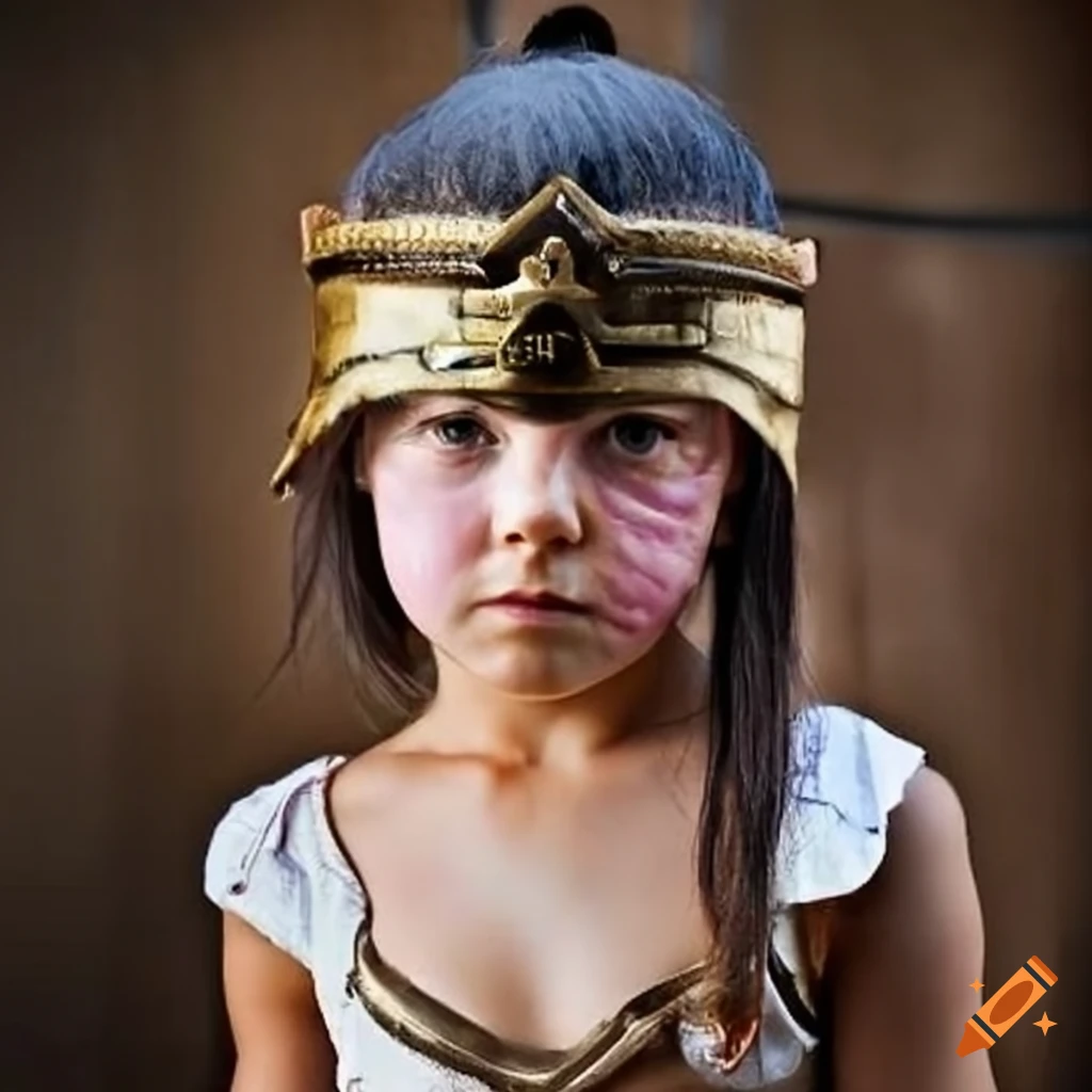 young gladiator girl with eye patch