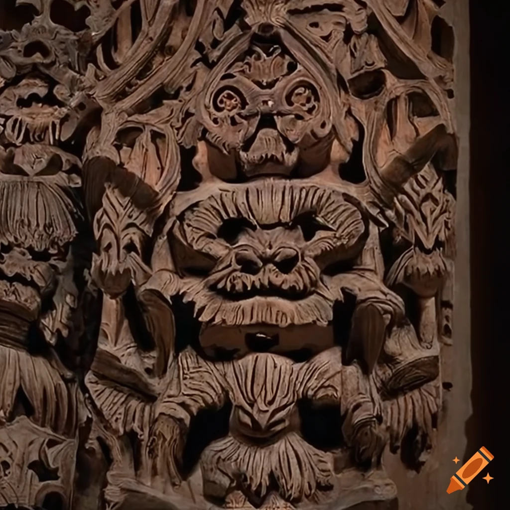 detailed moth werewolf carving in high-definition