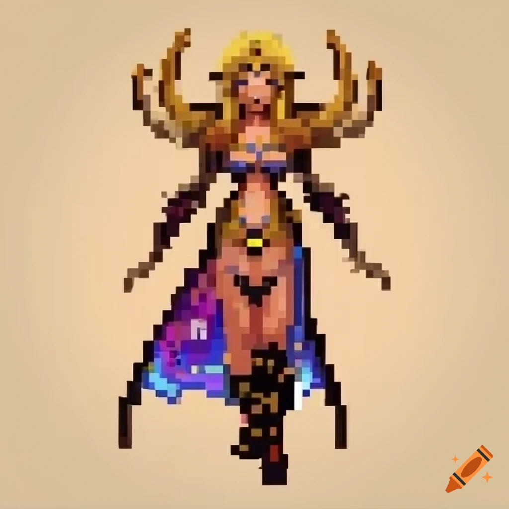 blonde moon maiden diablo princess pixel art figurine