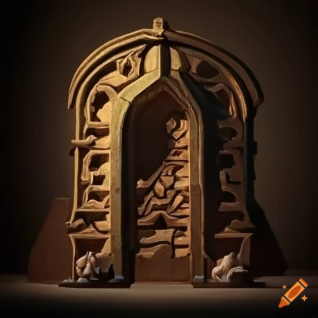 Zelda game inspired architectural stave carving artwork