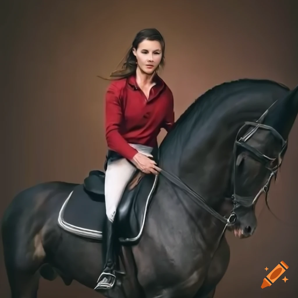 detailed photograph of horse-rider Bridget Moynahan