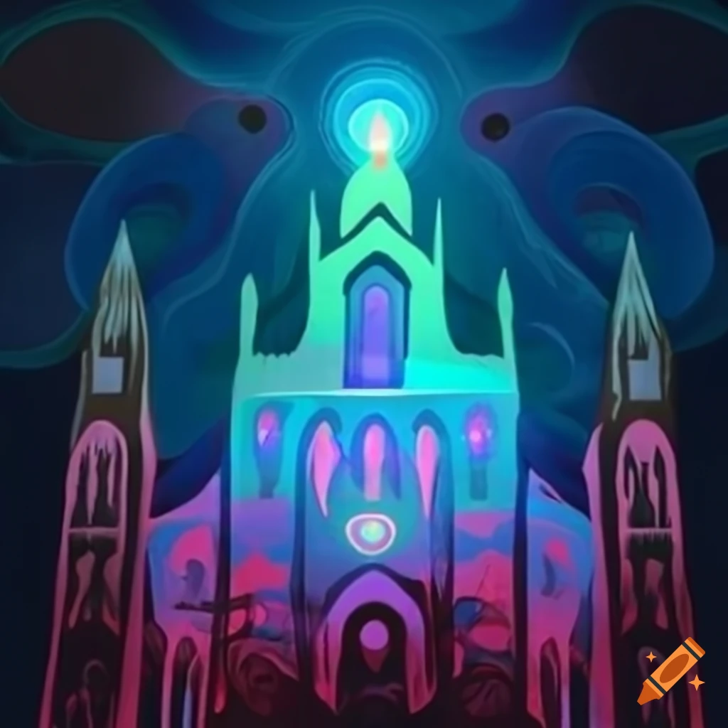 abstract-artwork-of-a-nighttime-scene-with-a-dirigible-in-the-sky-on