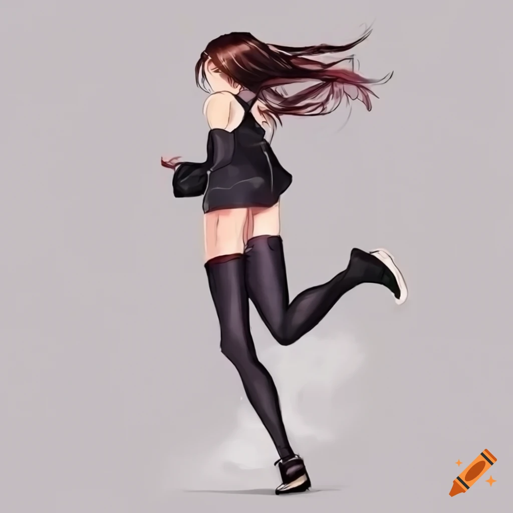 Anime girl running in leggings on Craiyon