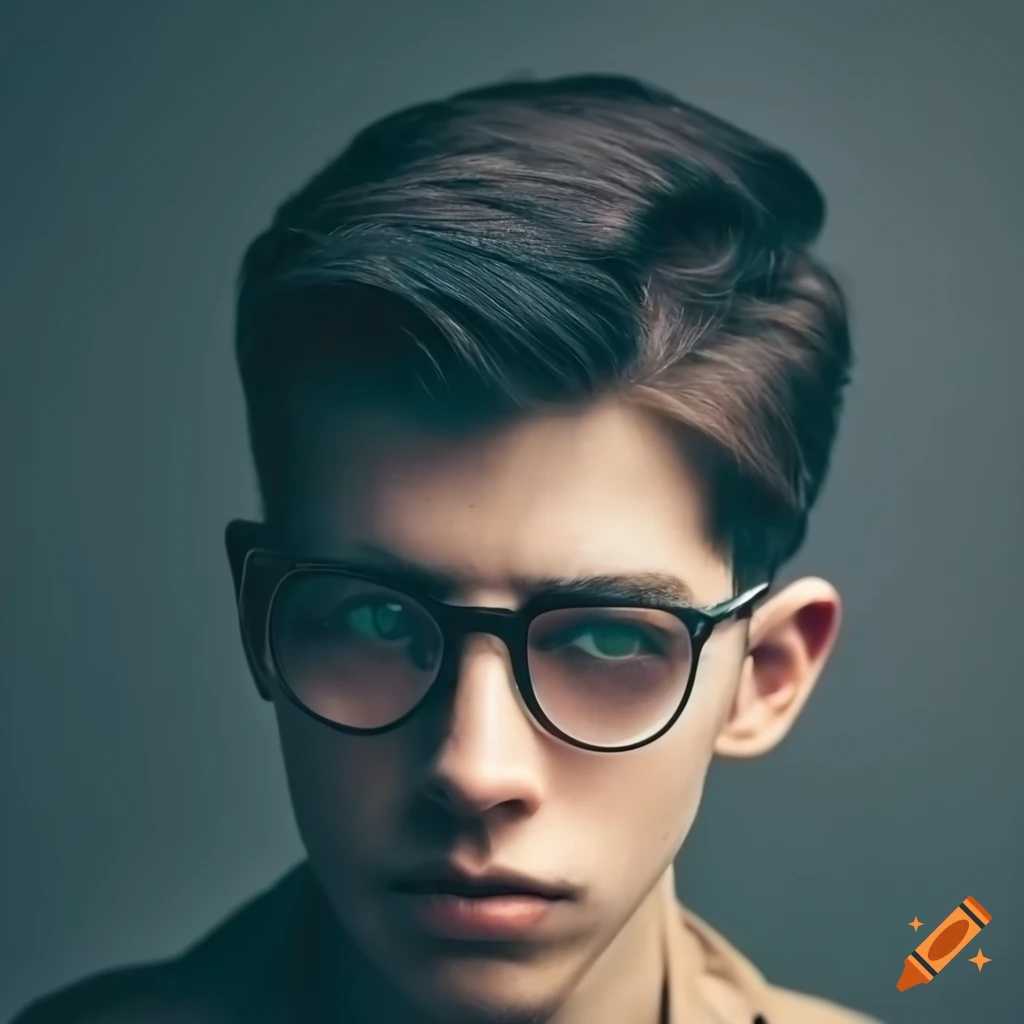 portrait of a stylish young man in glasses and trench coat