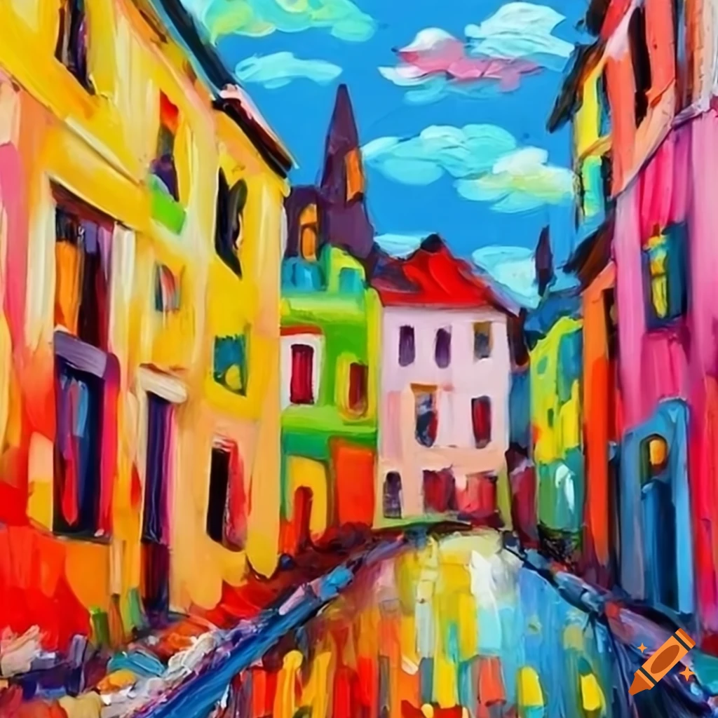 Colorful landscape with plastic town on craiyon