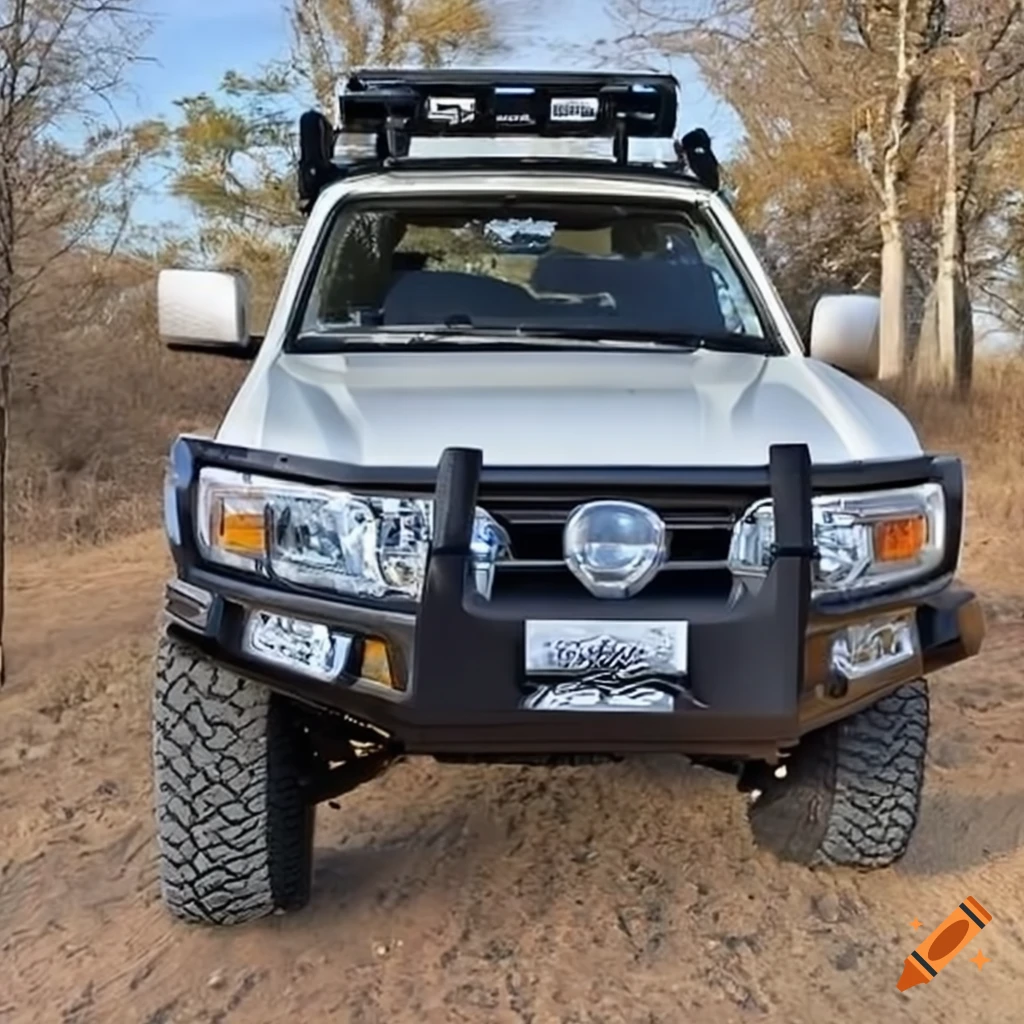 White 80 series land cruiser with a black arb bull bar