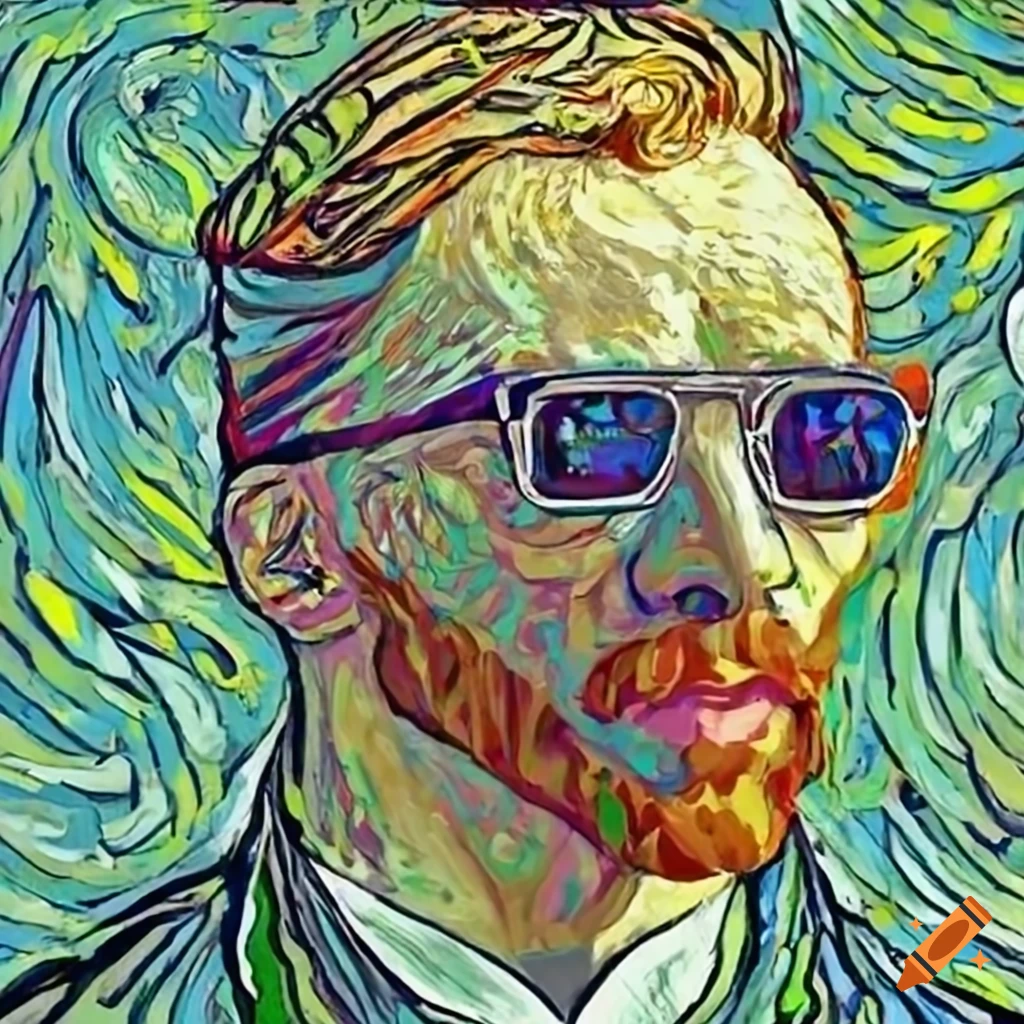 Van Gogh self-portrait with sunglasses and bandana