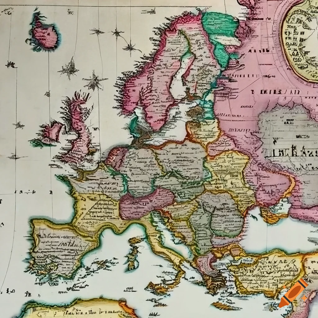 18th Century Map Of Western Europe On Craiyon