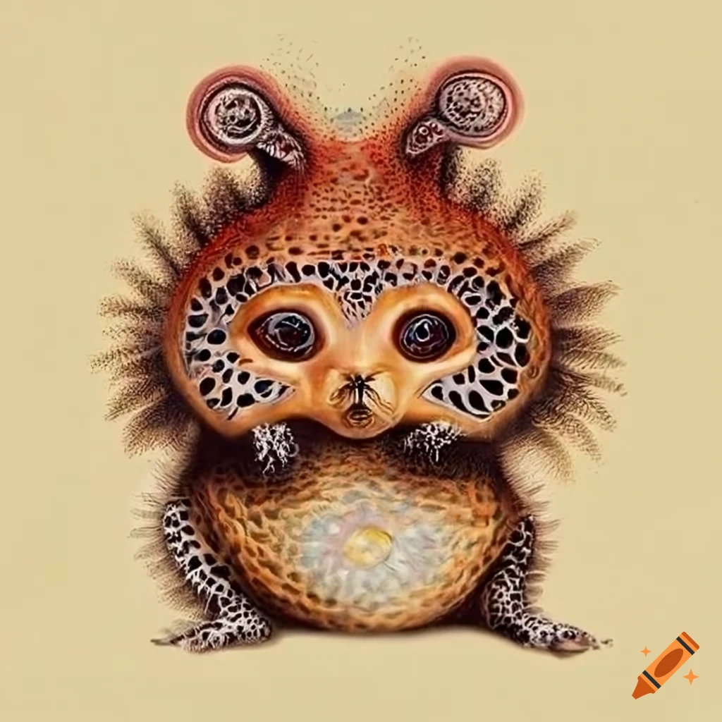 adorable animals in Haeckel aboriginal style