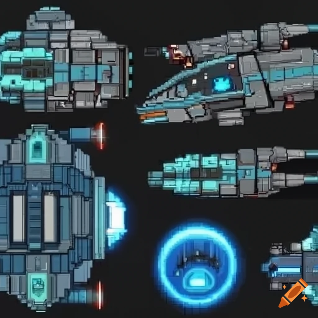 sprites of a sci-fi spaceship reactor core