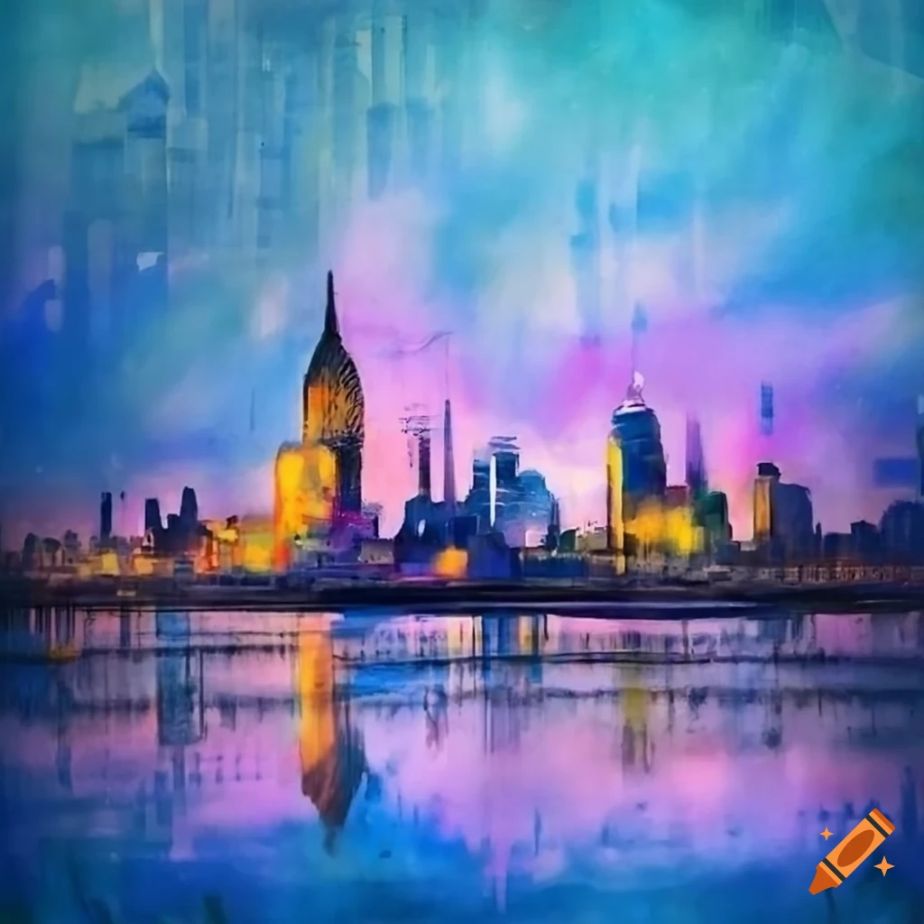 London skyline in watercolor on Craiyon