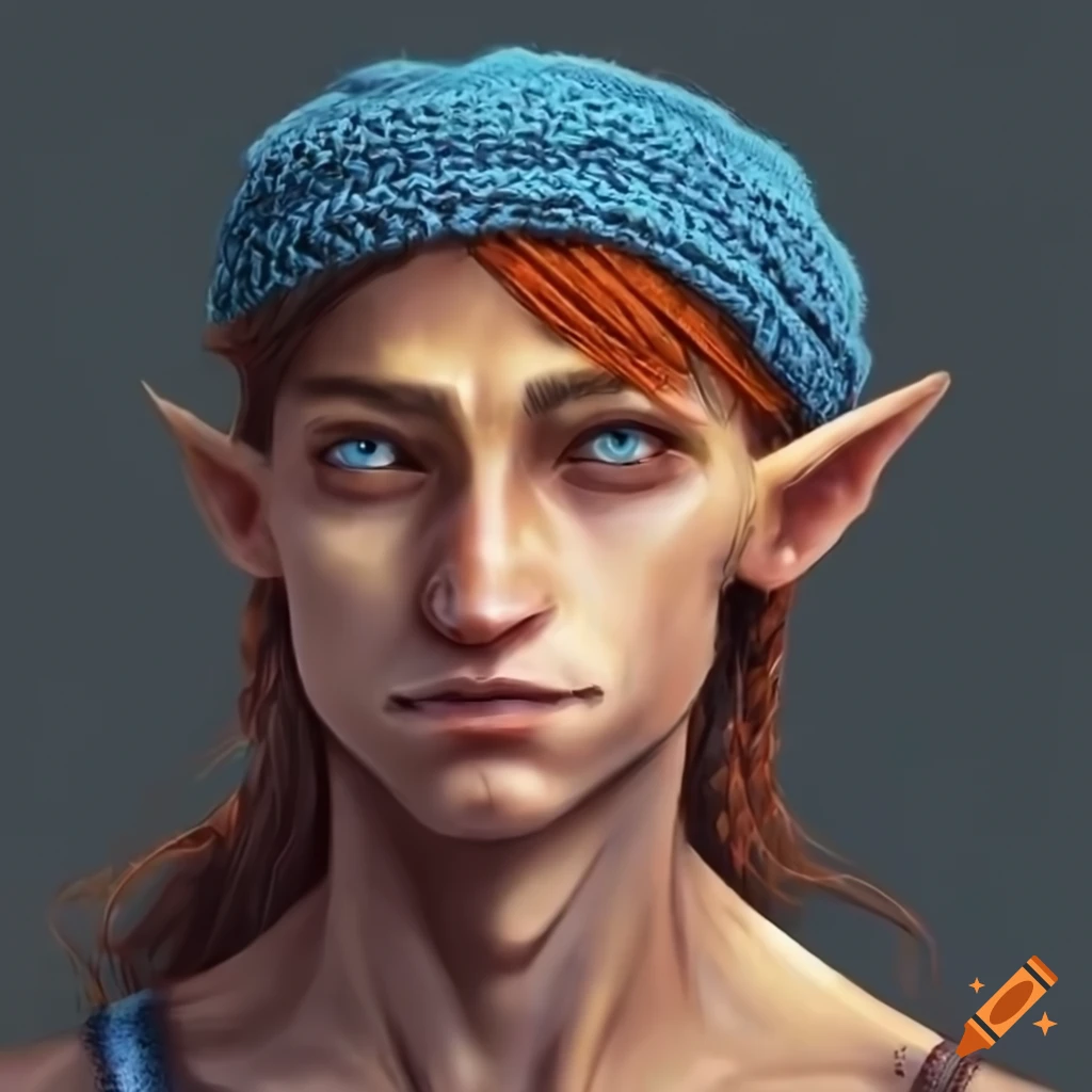 image of a young githzerai ranger with yellow skin and reddish-brown hair