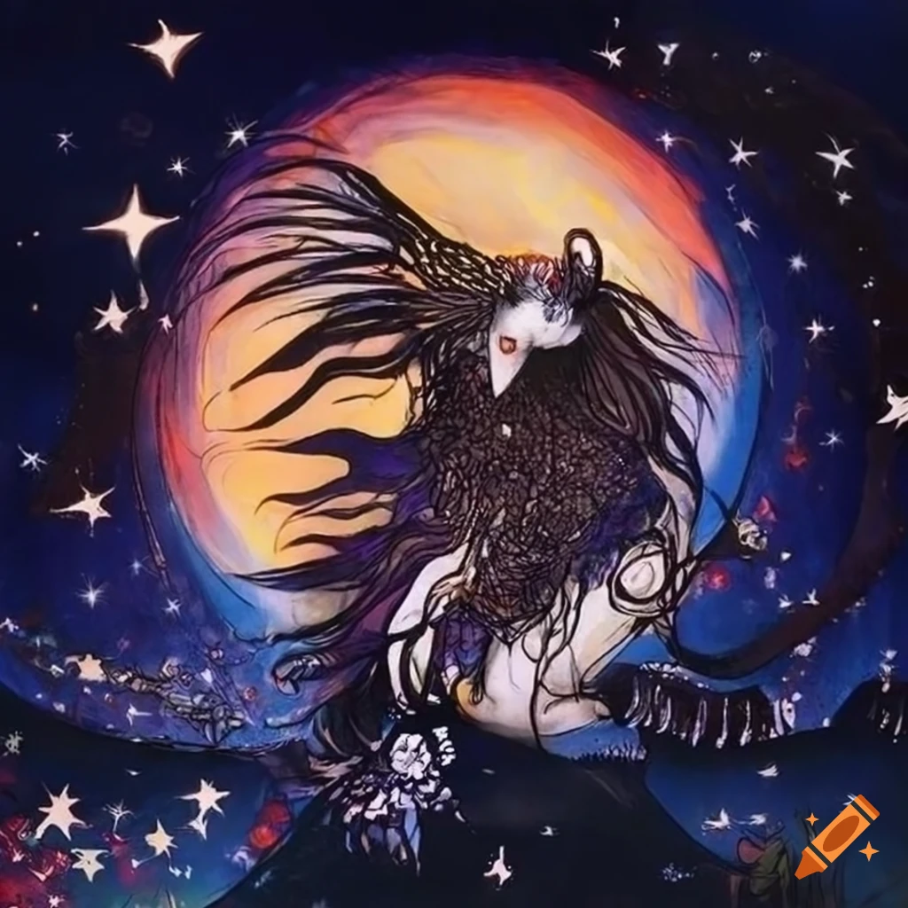 Yoshitaka amano style animal constellations artwork on Craiyon
