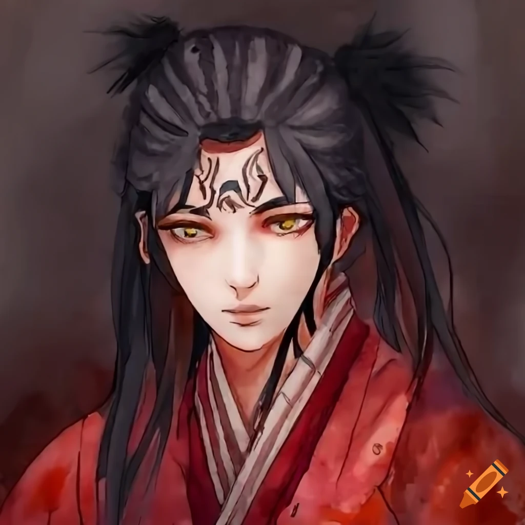 Portrait Of A Young Man With A Crescent Moon Symbol On His Forehead On 