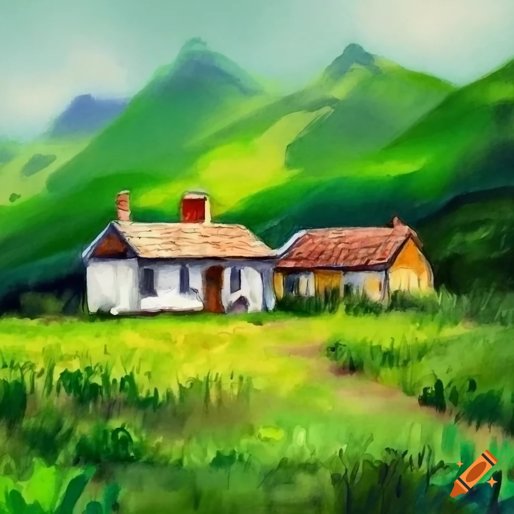 indian village scenery painting with poster color,how to draw scenery of  river side village - YouTube