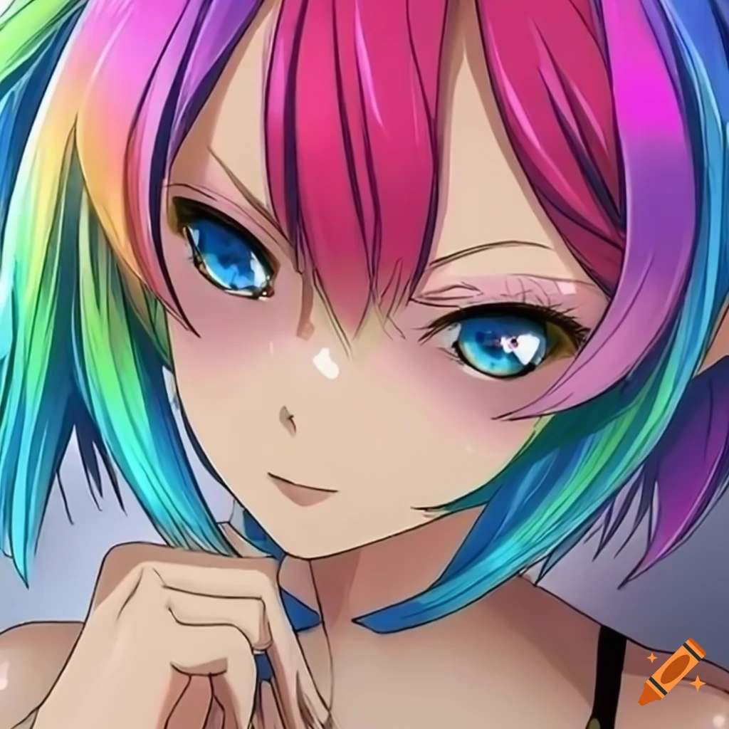 Neon rainbow anime kawaii cat Stock Illustration | Adobe Stock