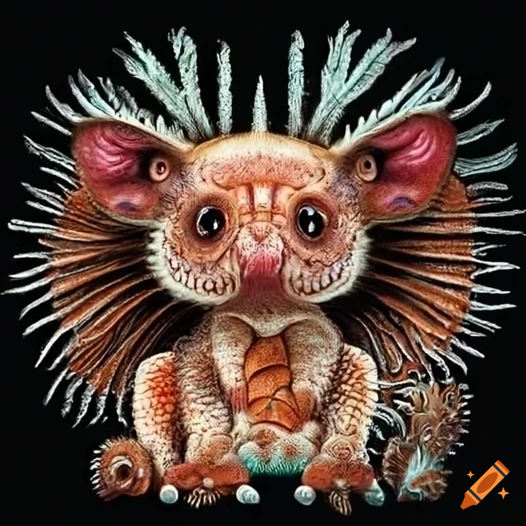 adorable animals in Haeckel aboriginal style