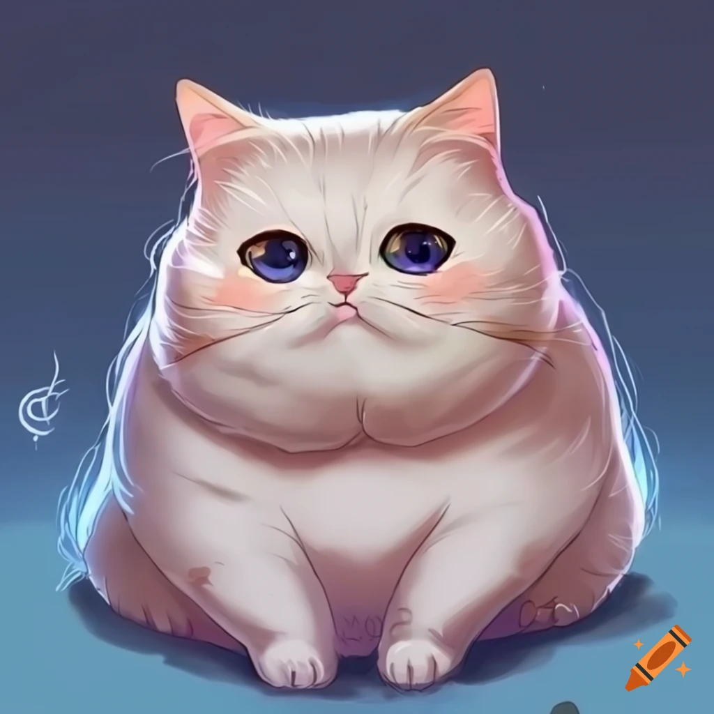 Cute anime cat with a chubby appearance on Craiyon