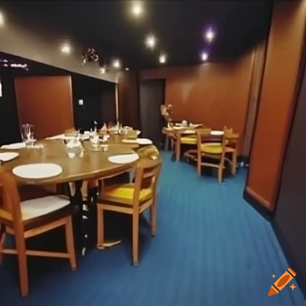 haunting photograph of a liminal restaurant interior at night