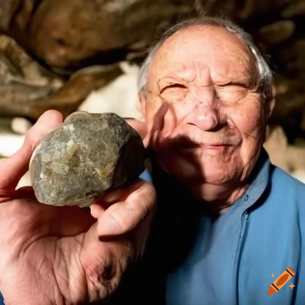 image of an eccentric Arkansas resident with his rock collection