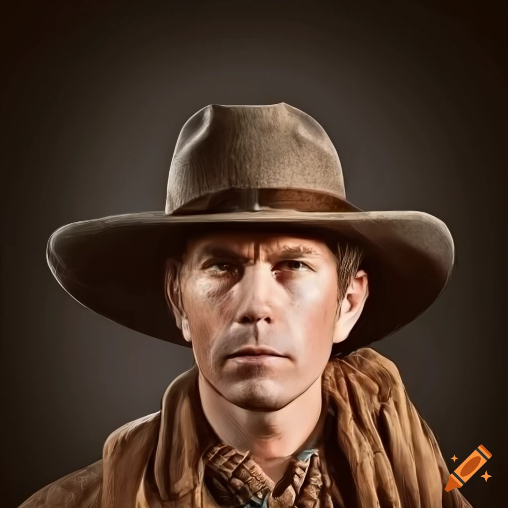 portrait of a caucasian man in a western movie