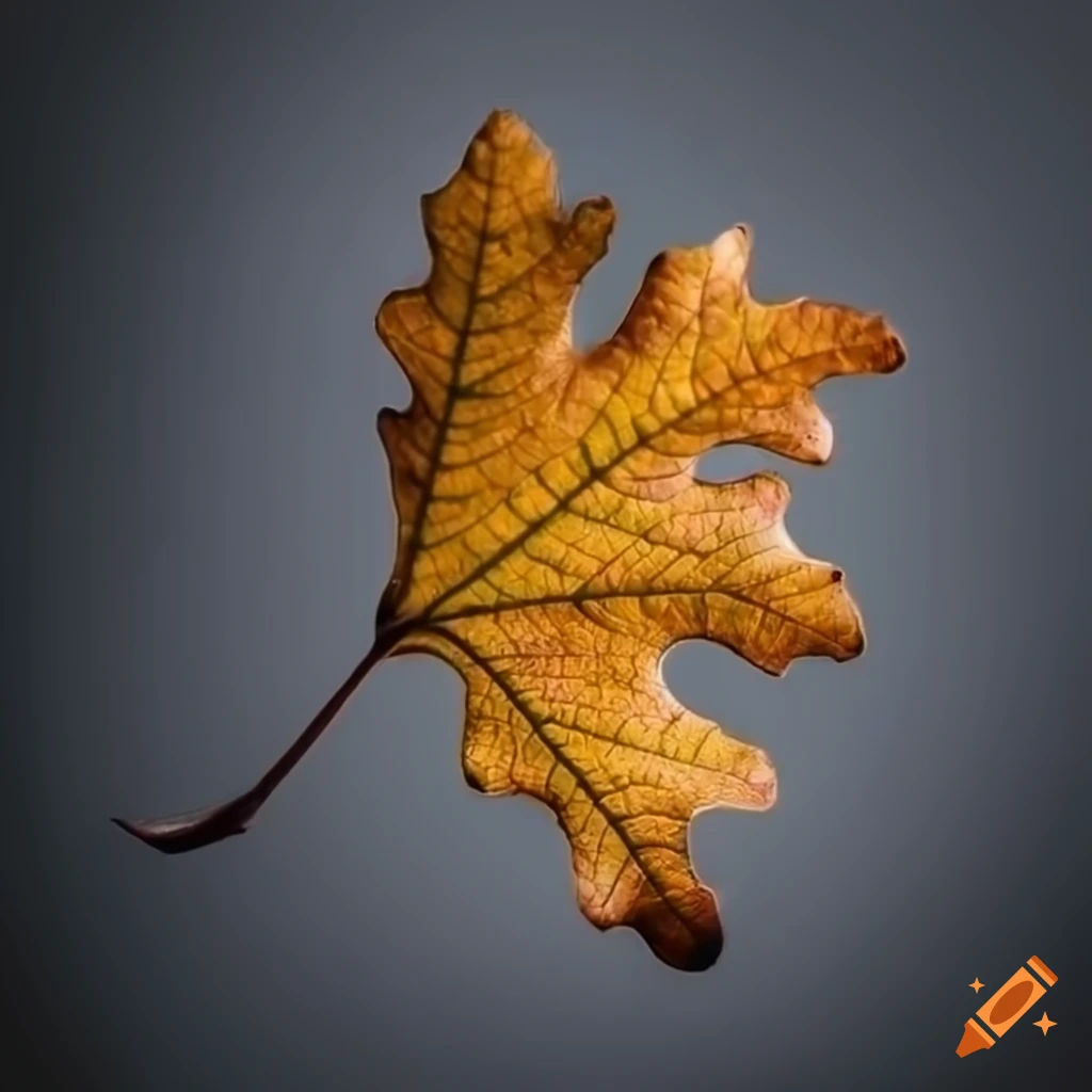 yellow oak leaf floating in the air