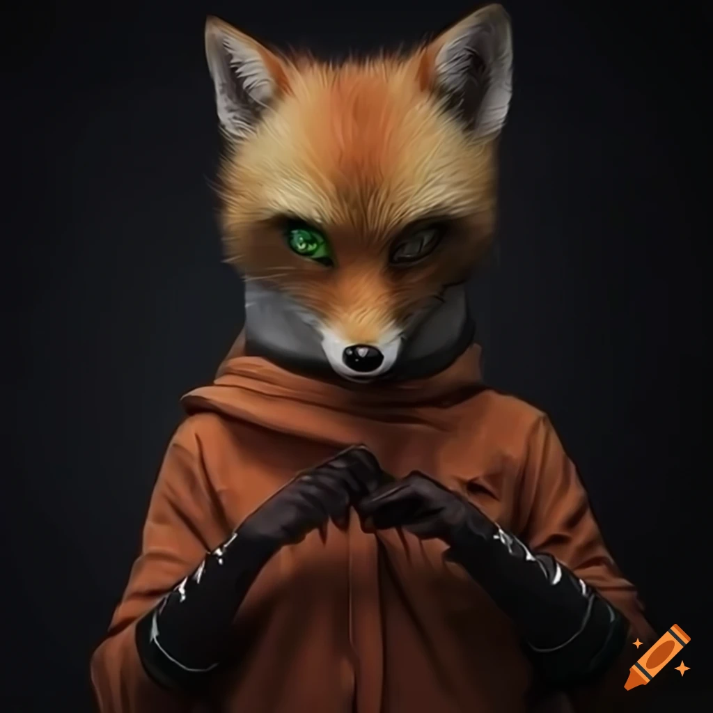 hyper realistic fox ninja in anime art style