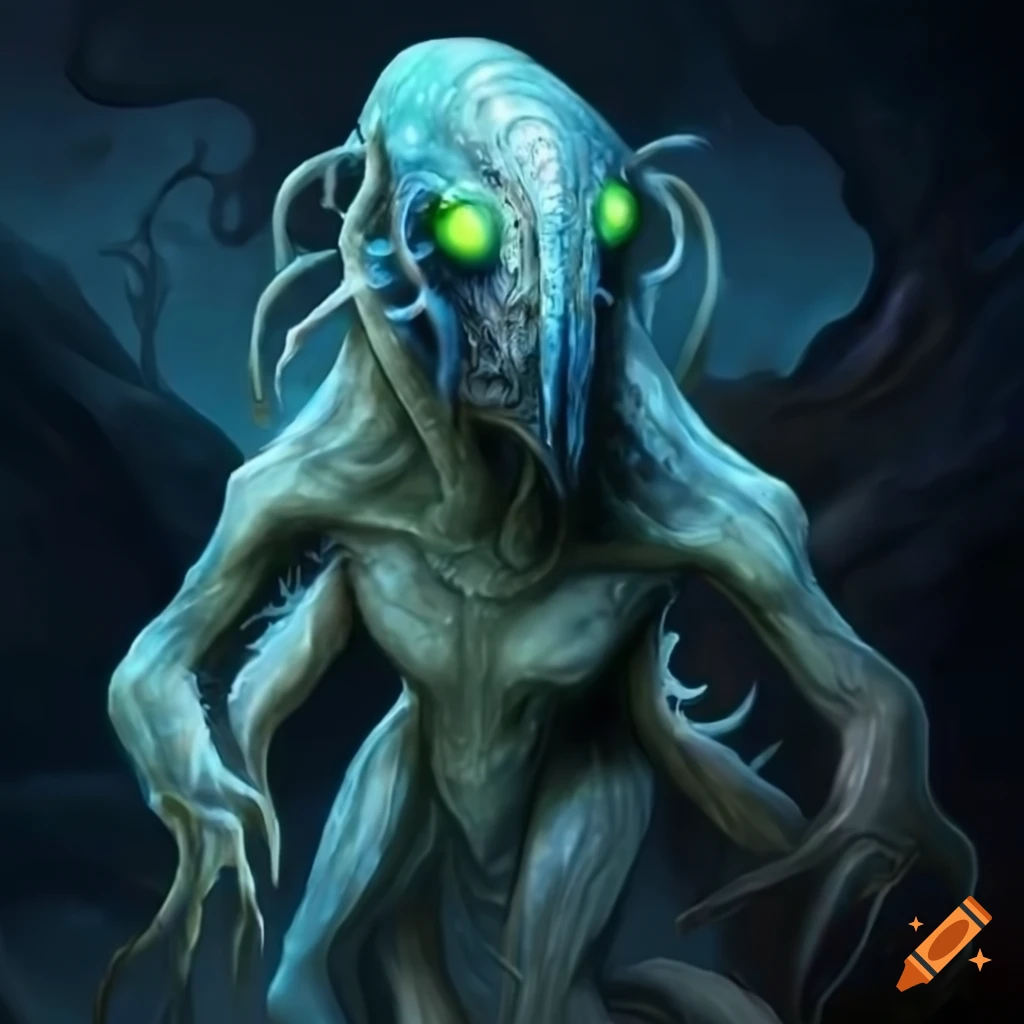 Artistic portrayal of a lovecraftian creature on Craiyon