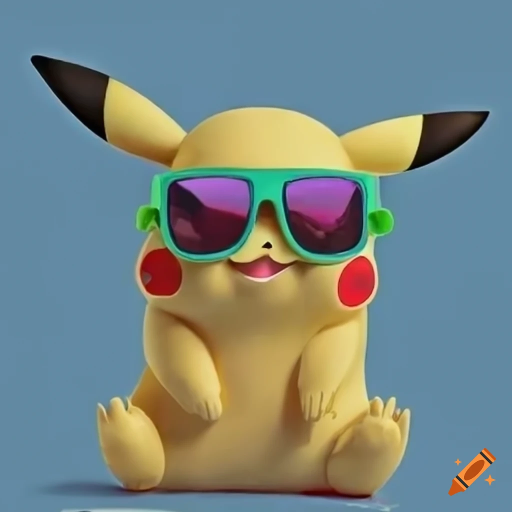 Cool eevee wearing sunglasses with explosion in the background on Craiyon