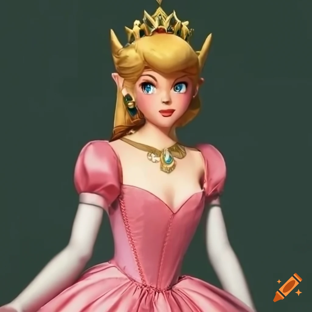 Link dressed in Princess Peach's ballgown