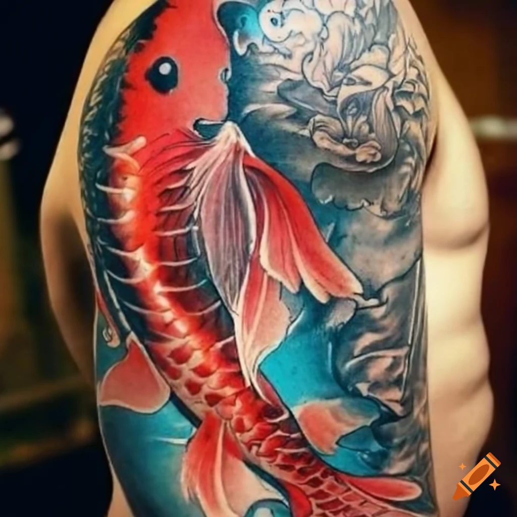 Japanese koi fish tattoo design on Craiyon
