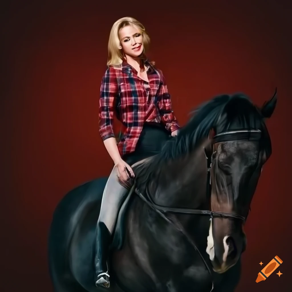 Hyperrealistic photograph of a young reese witherspoon as a horse-rider ...