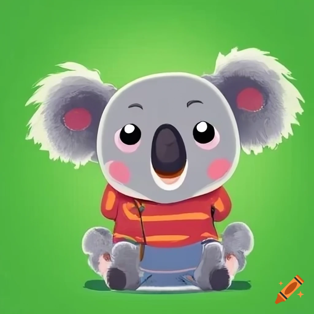 illustration of a shy koala in clothes