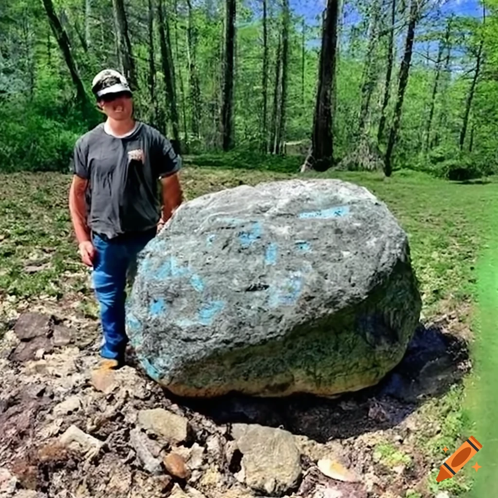 Arkansas rock collector with his eccentric rock collection on Craiyon